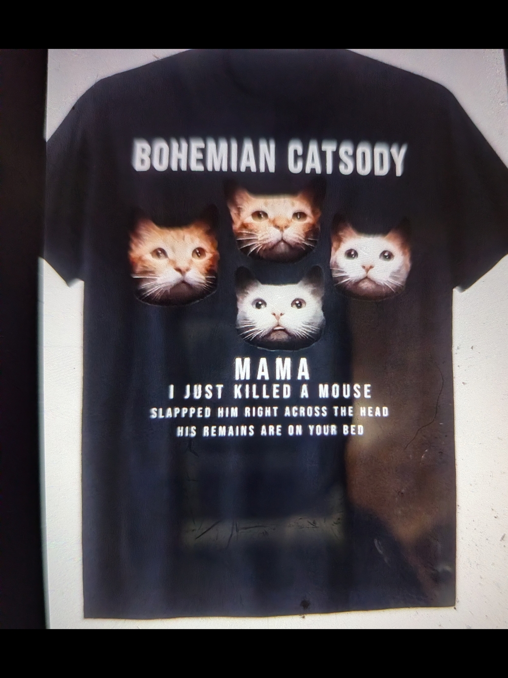 Black "Bohemian Catsody" Cat Graphic T-Shirt